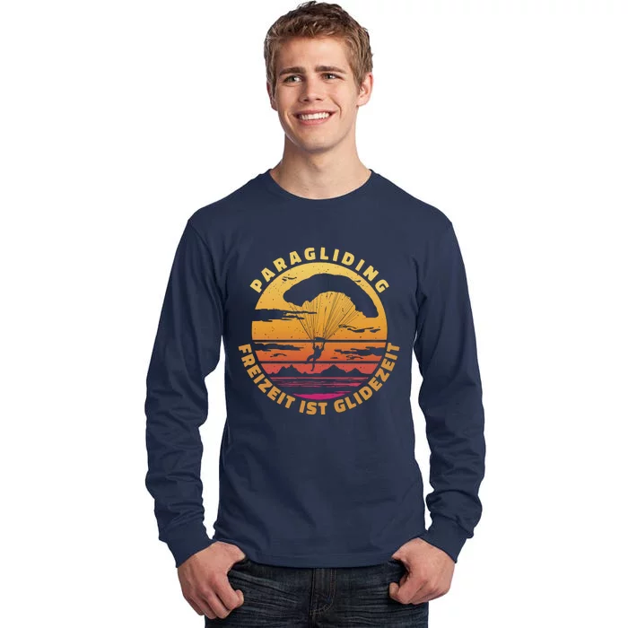 Paraglider Silhouette Retro Sunset Tall Long Sleeve T-Shirt