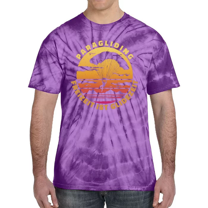 Paraglider Silhouette Retro Sunset Tie-Dye T-Shirt