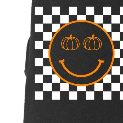 Pumpkin Smiley Retro Checkered Doggie 3-End Fleece Hoodie