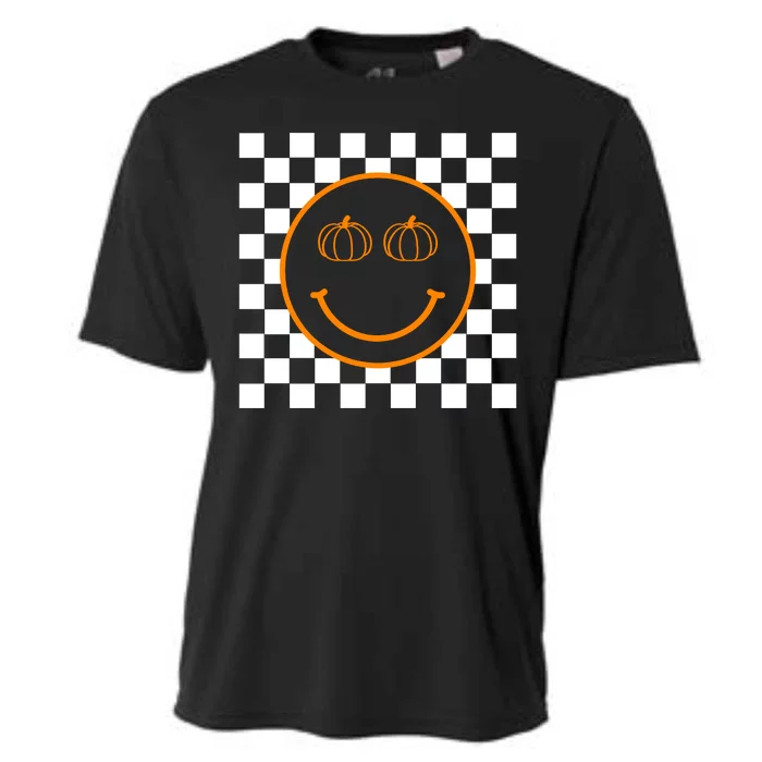 Pumpkin Smiley Retro Checkered Cooling Performance Crew T-Shirt