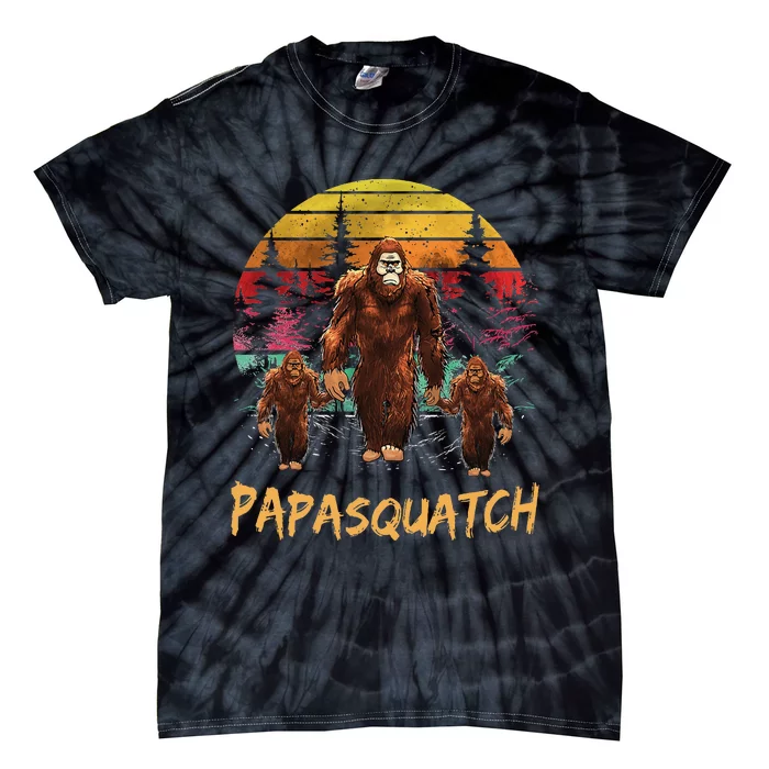 Papa Squatch Retro Bigfoot Dad Sasquatch Yeti Fathers day Tie-Dye T-Shirt