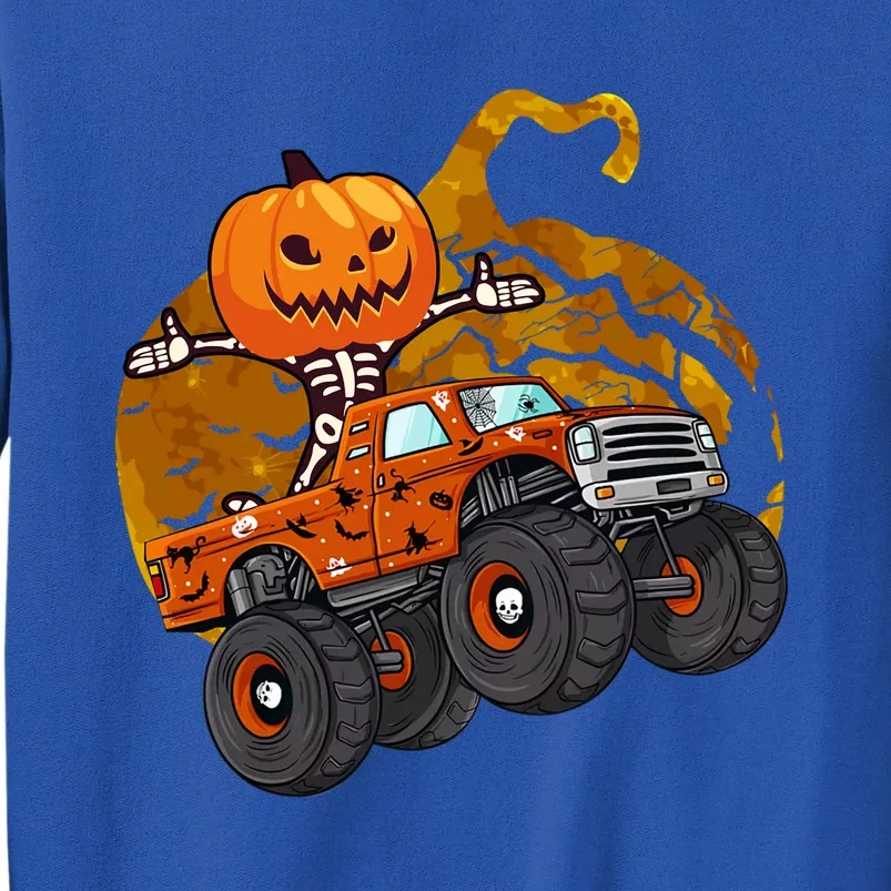 Pumpkin Skeleton Riding Monster Truck Halloween Great Gift Sweatshirt