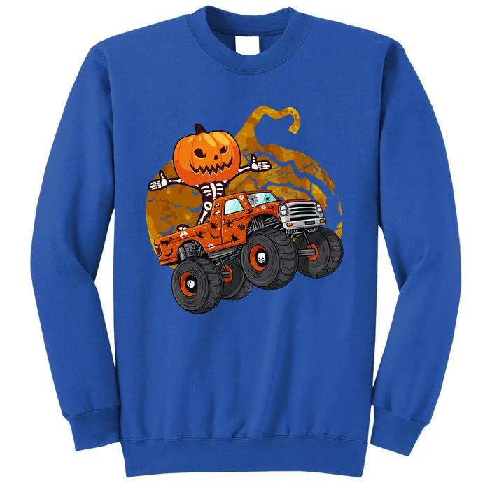 Pumpkin Skeleton Riding Monster Truck Halloween Great Gift Sweatshirt