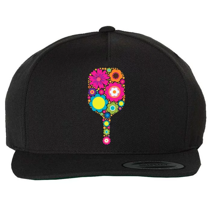 Pickleball Sports Racquet Racket Paddle Flowers Women Gi.rls Wool Snapback Cap