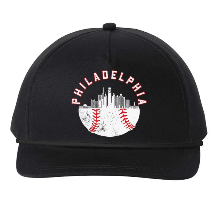 Philadelphia Skyline Retro P.H.I.L.L.Y Cityscape Snapback Five-Panel Rope Hat