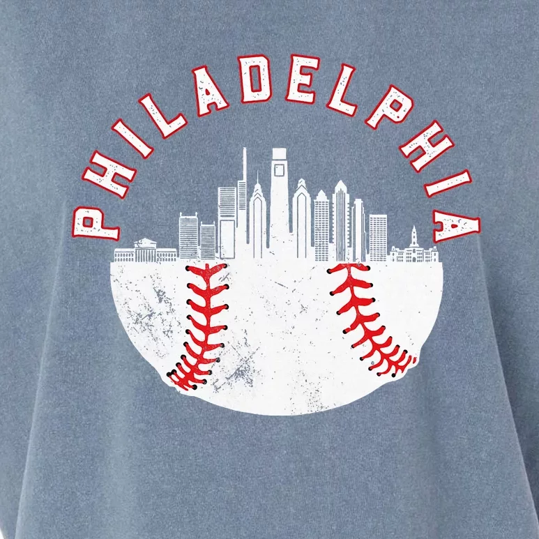 Philadelphia Skyline Retro P.H.I.L.L.Y Cityscape Garment-Dyed Women's Muscle Tee