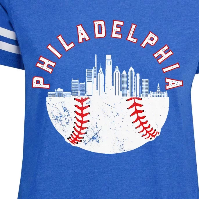 Philadelphia Skyline Retro P.H.I.L.L.Y Cityscape Enza Ladies Jersey Football T-Shirt