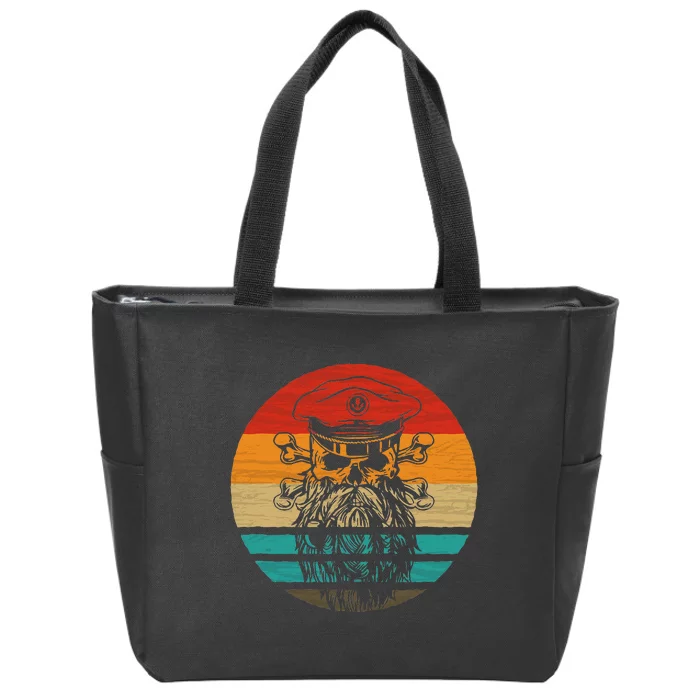 Pirate Skull Retro Style Vintage Zip Tote Bag