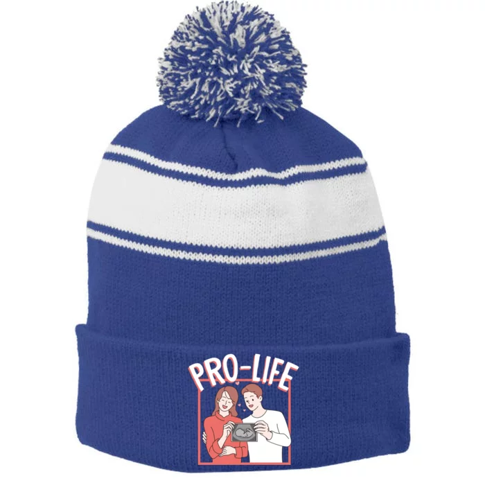 Prolife Support Rights Freedom Antiabortion Meaningful Gift Stripe Pom Pom Beanie