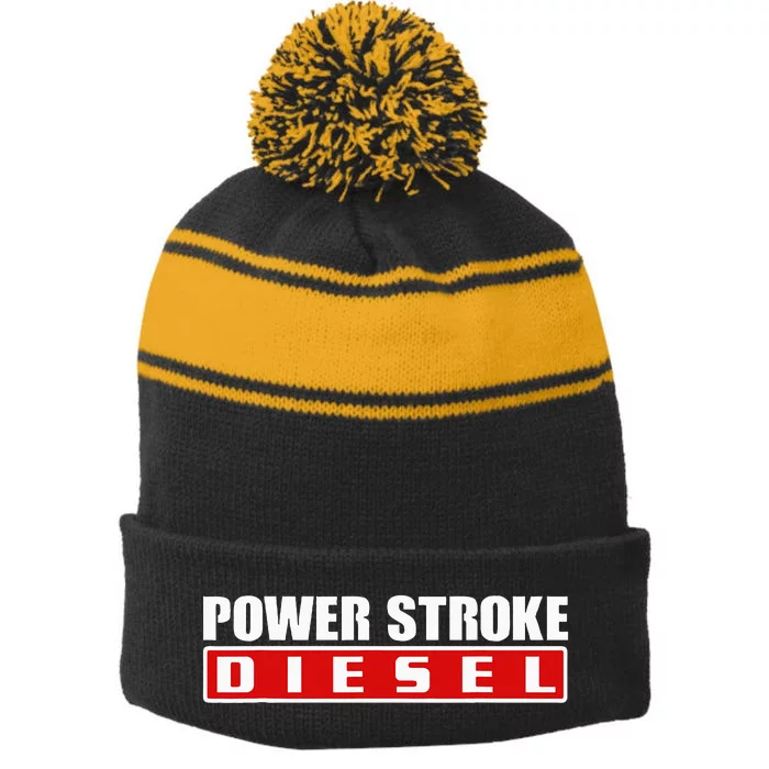 Power Stroke Roll Coal Turbo Diesels Powers Diesel Mechanic Stripe Pom Pom Beanie