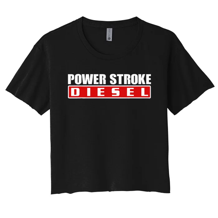 Power Stroke Roll Coal Turbo Diesels Powers Diesel Mechanic Women's Crop Top Tee