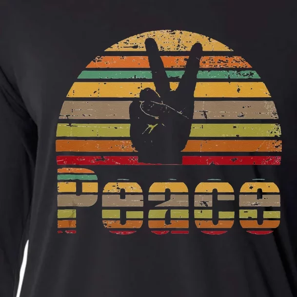 Peace Sign Retro Love 60s 70s Hippie Gift Cooling Performance Long Sleeve Crew