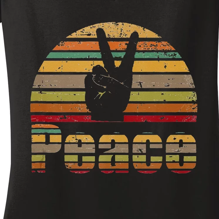 Peace Sign Retro Love 60s 70s Hippie Gift Women's V-Neck T-Shirt