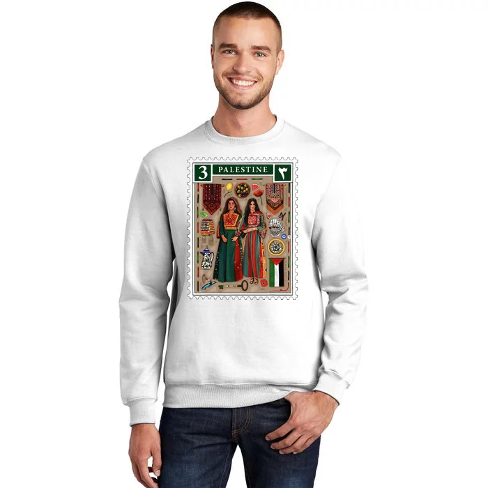 Palestine Stamp Retro Palestine Wo Palestinian Flag Gaza Sweatshirt