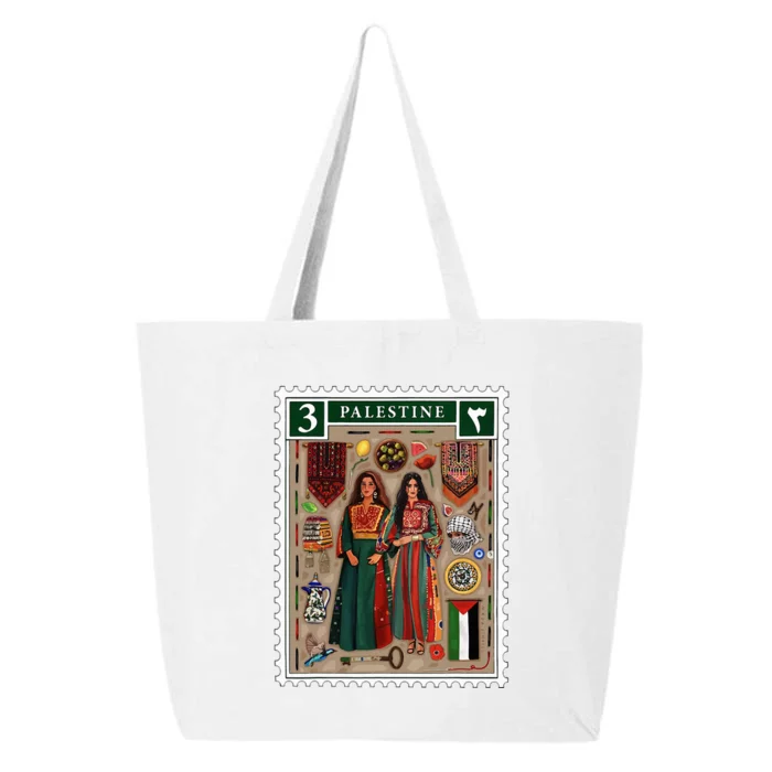 Palestine Stamp Retro Palestine Wo Palestinian Flag Gaza 25L Jumbo Tote