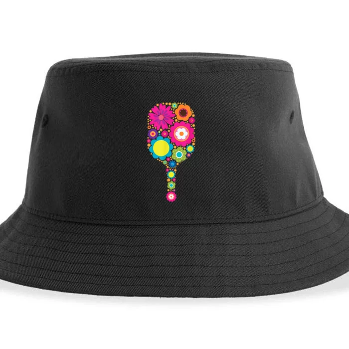 Pickleball Sports Racquet Racket Paddle Flowers Women Sustainable Bucket Hat