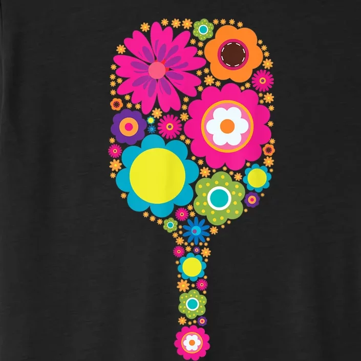 Pickleball Sports Racquet Racket Paddle Flowers Women ChromaSoft Performance T-Shirt