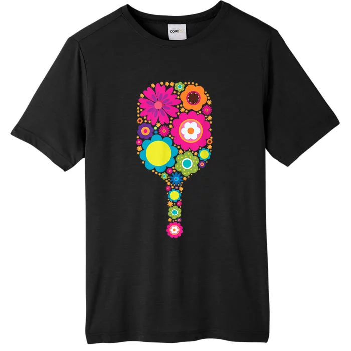 Pickleball Sports Racquet Racket Paddle Flowers Women ChromaSoft Performance T-Shirt