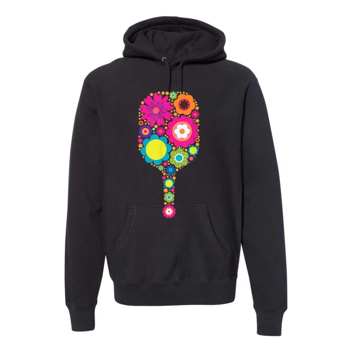 Pickleball Sports Racquet Racket Paddle Flowers Women Premium Hoodie