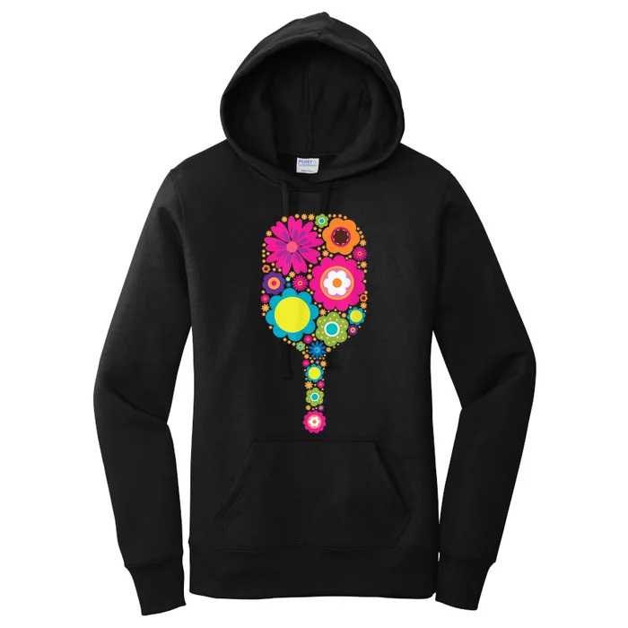 Pickleball Sports Racquet Racket Paddle Flowers Women Women's Pullover Hoodie