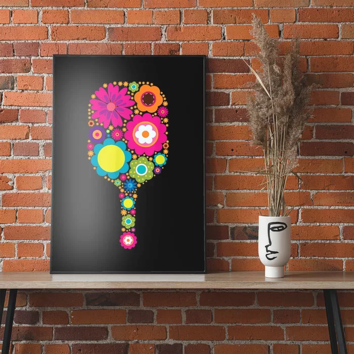 Pickleball Sports Racquet Racket Paddle Flowers Women Poster