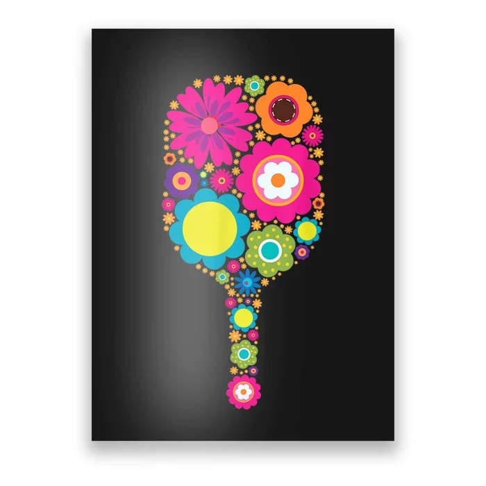 Pickleball Sports Racquet Racket Paddle Flowers Women Poster