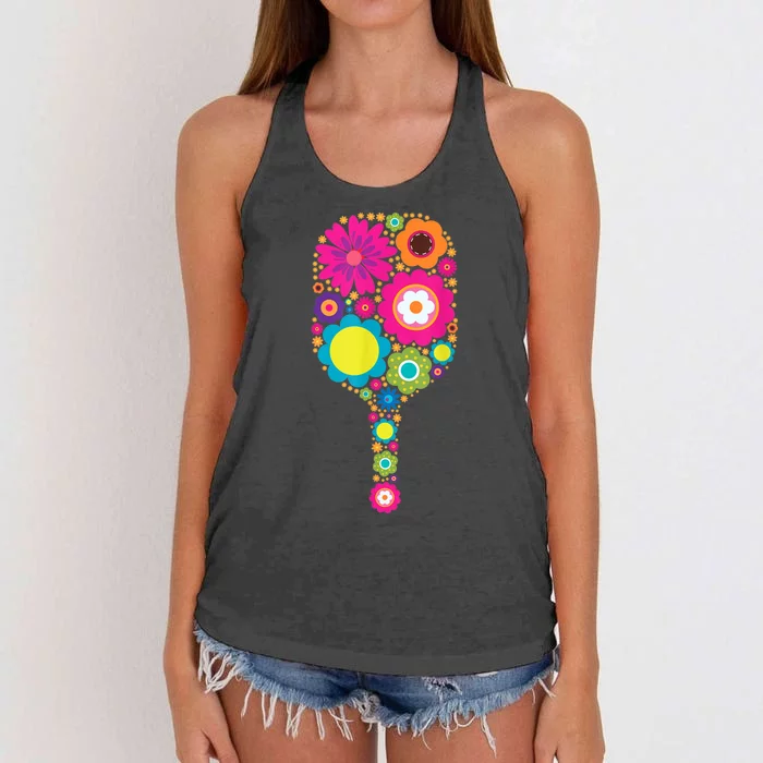 Pickleball Sports Racquet Racket Paddle Flowers Women Women's Knotted Racerback Tank