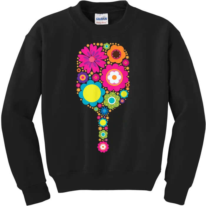 Pickleball Sports Racquet Racket Paddle Flowers Women Kids Sweatshirt