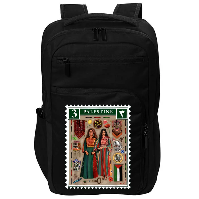 Palestine Stamp Retro Palestine Women Palestinian Flag Gaza Impact Tech Backpack