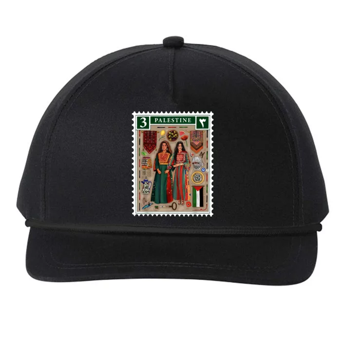 Palestine Stamp Retro Palestine Women Palestinian Flag Gaza Snapback Five-Panel Rope Hat