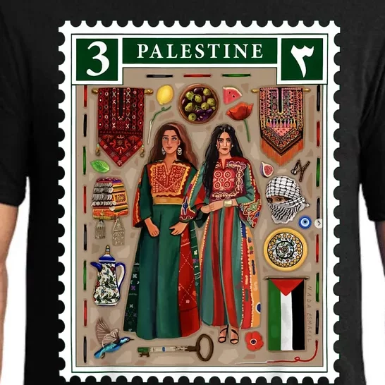 Palestine Stamp Retro Palestine Women Palestinian Flag Gaza Pajama Set