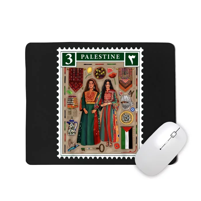 Palestine Stamp Retro Palestine Women Palestinian Flag Gaza Mousepad