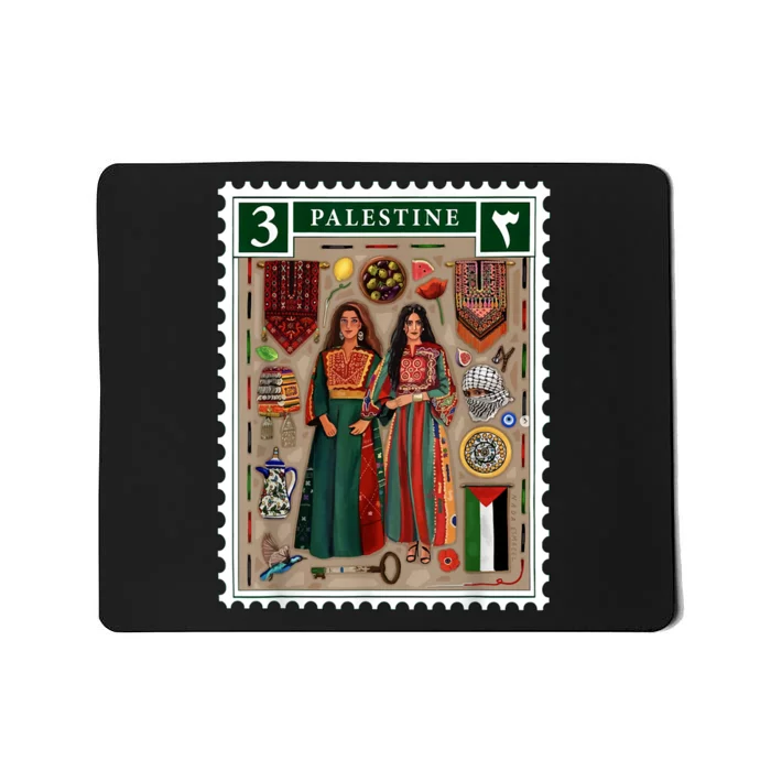 Palestine Stamp Retro Palestine Women Palestinian Flag Gaza Mousepad