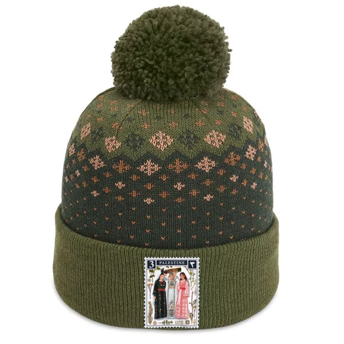 Palestine Stamp Retro Palestine Women The Baniff Cuffed Pom Beanie