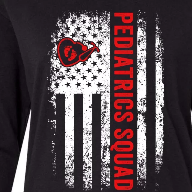 Pediatrics Squad Registered Nurse American Flag For Doctor Cute Gift Womens Cotton Relaxed Long Sleeve T-Shirt