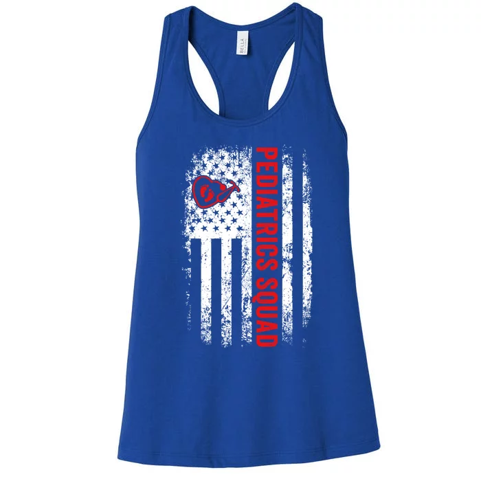 Pediatrics Squad Registered Nurse American Flag For Doctor Cute Gift Women's Racerback Tank