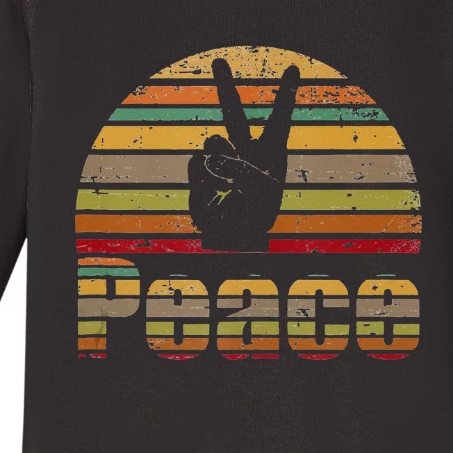 Peace Sign Retro Love 60s 70s Hippie Gift Baby Long Sleeve Bodysuit