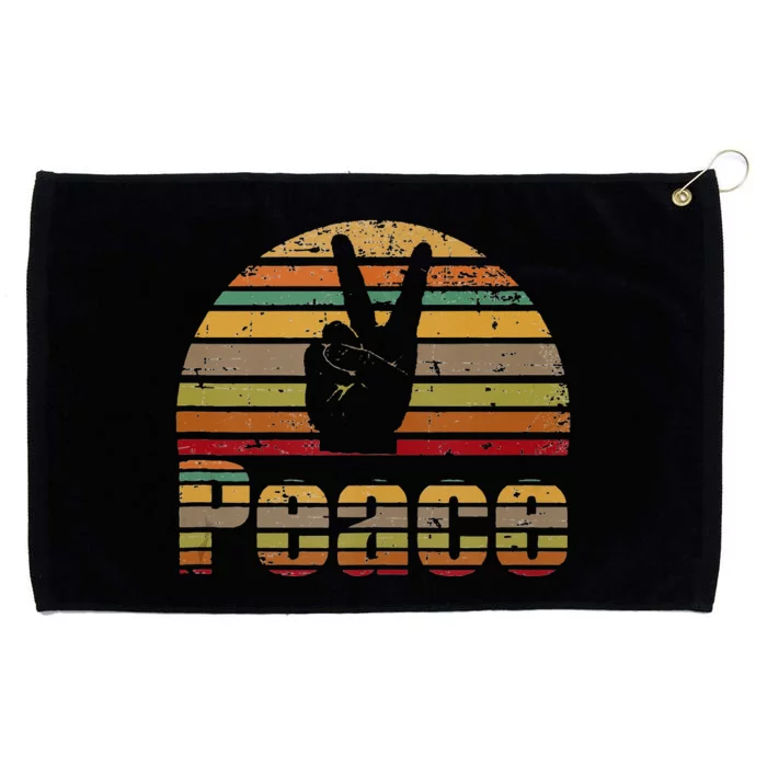 Peace Sign Retro Love 60s 70s Hippie Gift Grommeted Golf Towel