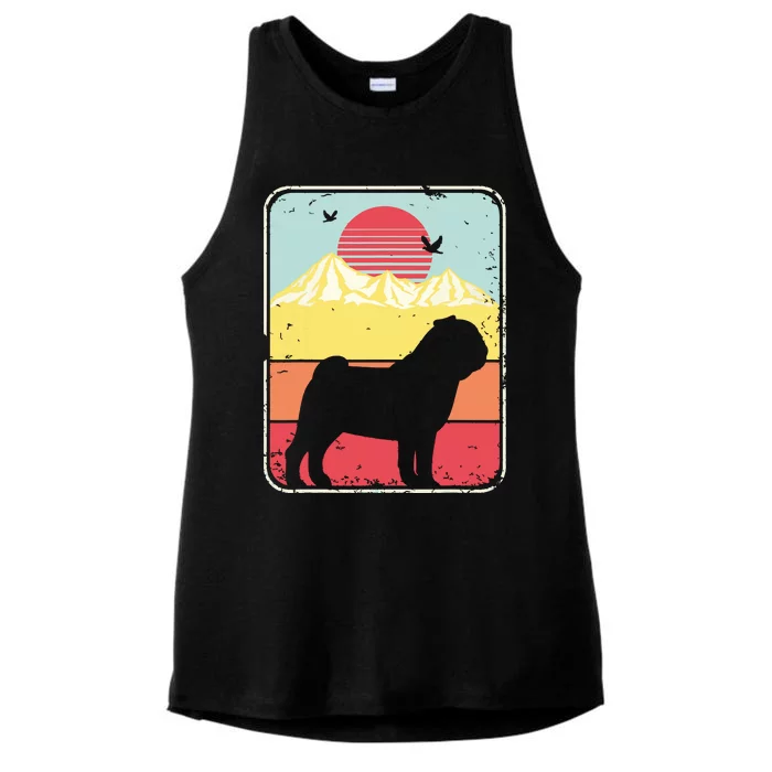 Pug Shirts Retro Style Ladies Tri-Blend Wicking Tank