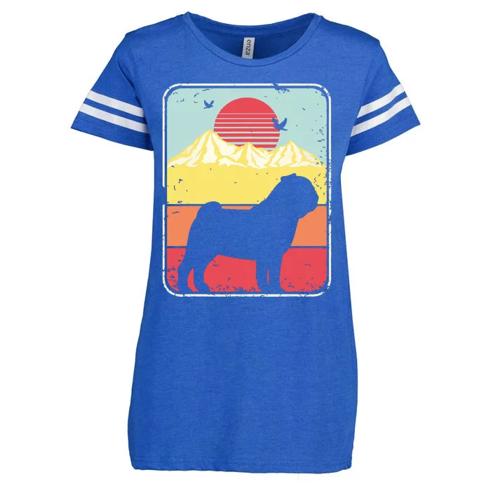 Pug Shirts Retro Style Enza Ladies Jersey Football T-Shirt