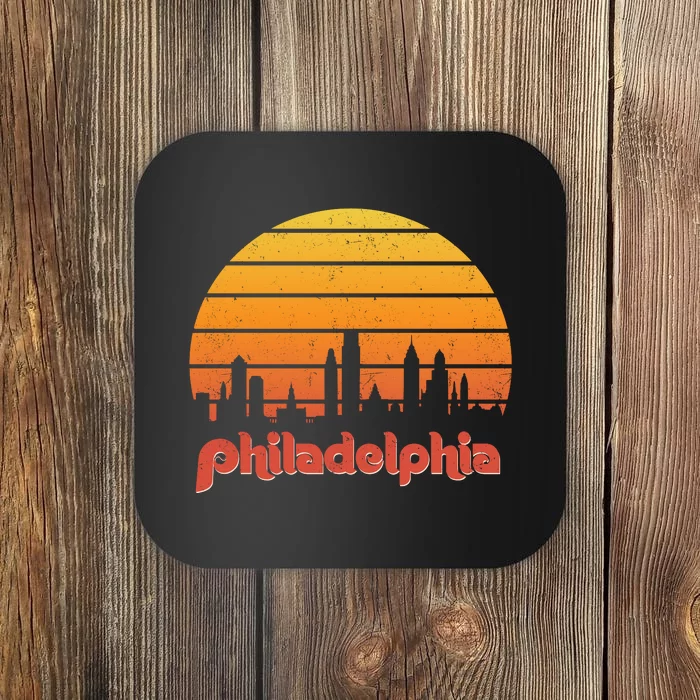 Philadelphia Skyline Retro Sunset Vintage Philly Coaster