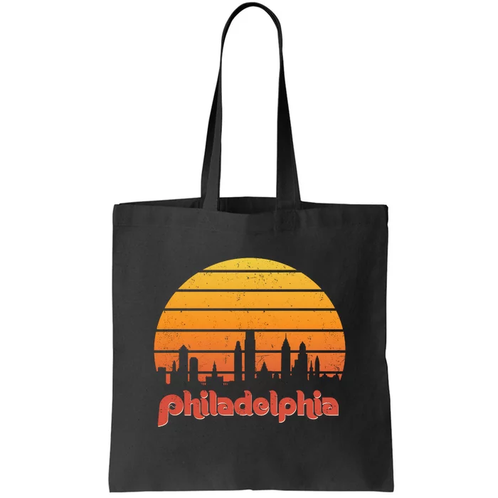 Philadelphia Skyline Retro Sunset Vintage Philly Tote Bag