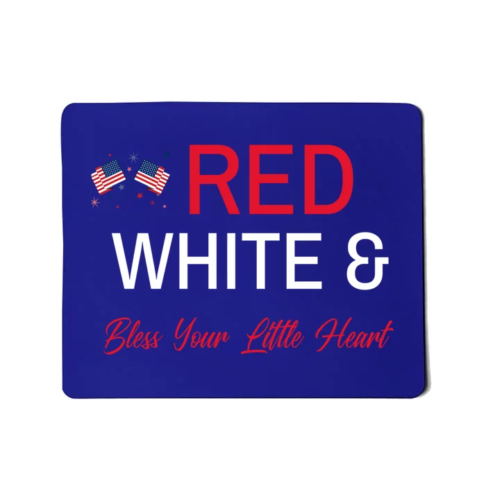 Patriotic Southern Red White And Bless Your Little Heart Funny Gift Mousepad