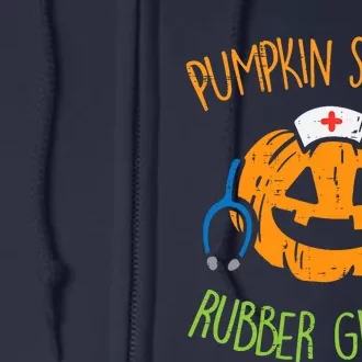 Pumpkin Scrubs Rubber Gloves Halloween Costume Nursing Nurse Full Zip Hoodie