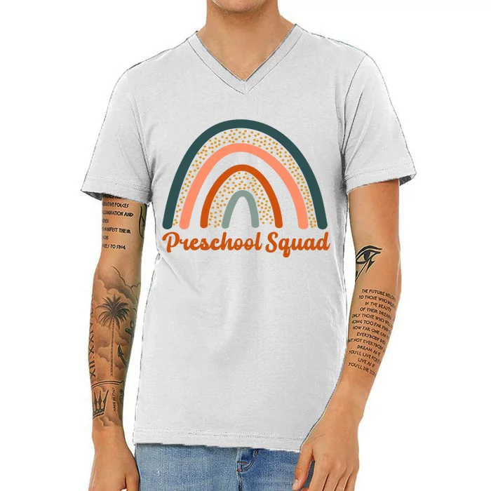 Preschool Squad Rainbow Back To School V-Neck T-Shirt