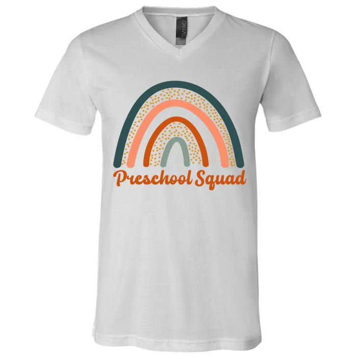 Preschool Squad Rainbow Back To School V-Neck T-Shirt