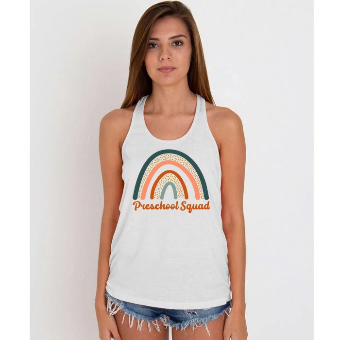 Preschool Squad Rainbow Back To School Women's Knotted Racerback Tank