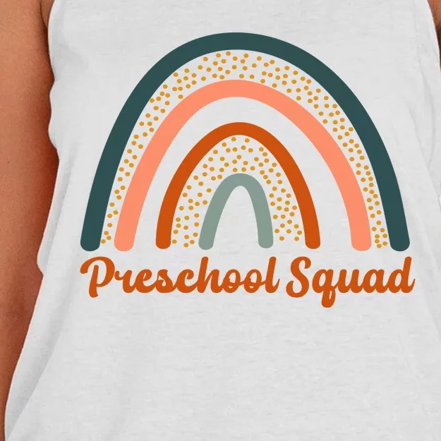 Preschool Squad Rainbow Back To School Women's Knotted Racerback Tank