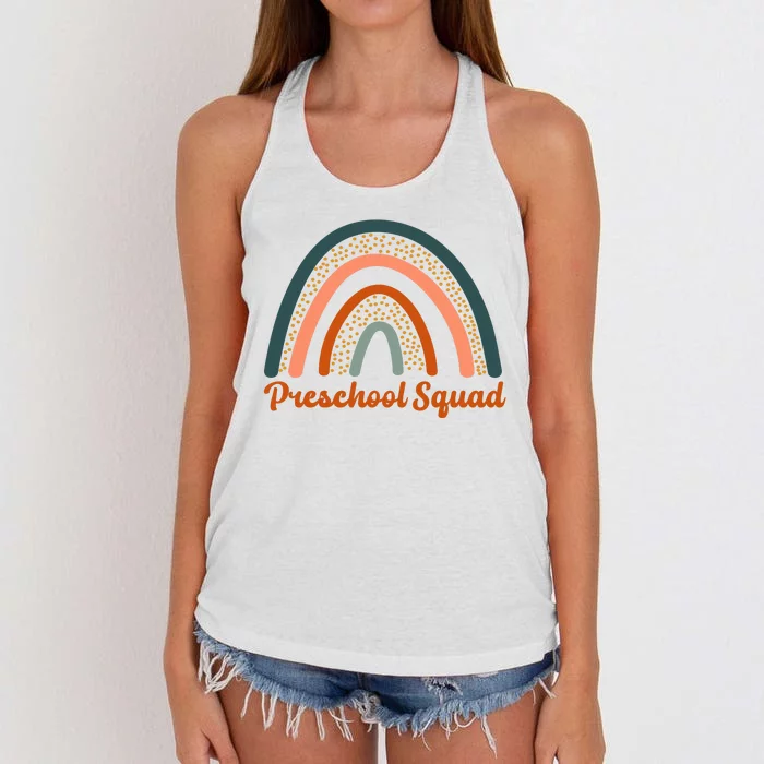 Preschool Squad Rainbow Back To School Women's Knotted Racerback Tank