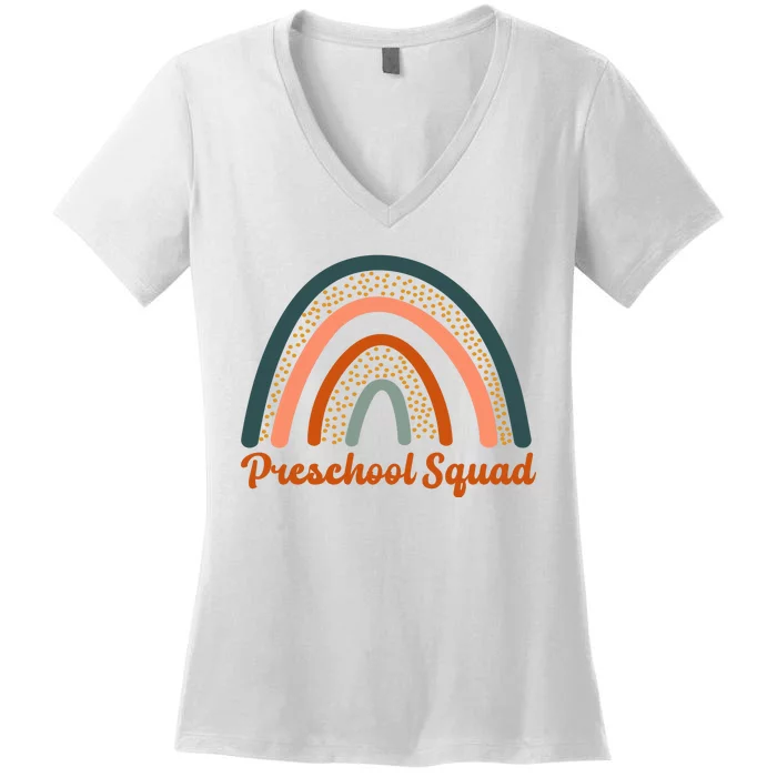 Preschool Squad Rainbow Back To School Women's V-Neck T-Shirt